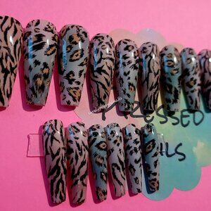 Long Ballerina Animal Print Press on Nails